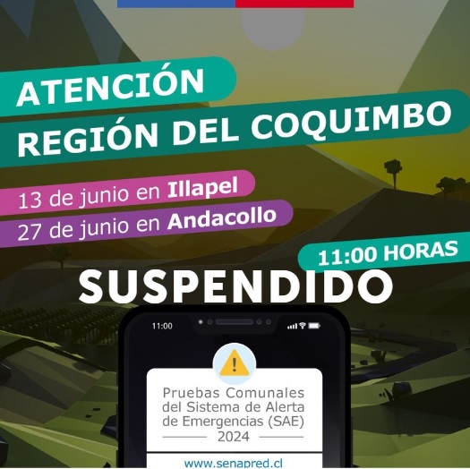 Suspenden prueba de alerta por emergencia SAE en Illapel